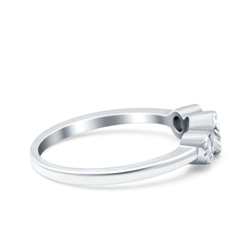 3 Stone Fashion Ring Lab Created White Opal Round 925 Sterling Silver